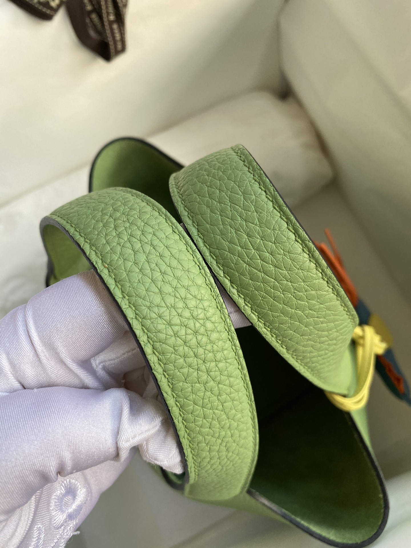 에르메스 피코탄 락18 그린 은장 소가죽